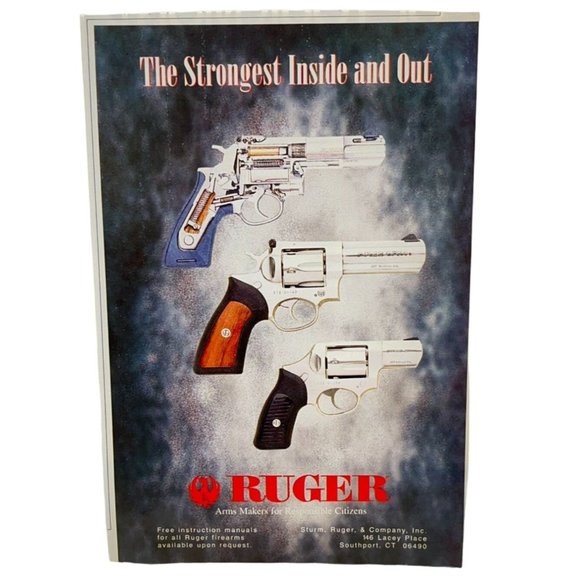 Sturm Ruger Pistol Vintage Print Ad 1995 The Strongest Inside and Out - Picture 1 of 6
